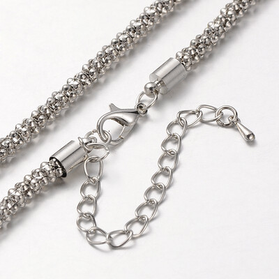 

Iron Popcorn Chain Necklace Makings with Alloy Lobster Claw Clasps&Iron End Chains Platinum 299"