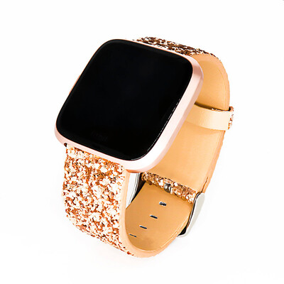 

〖Follure〗Bling Square Glitter Leather Wrist Strap Strap Watch Band For Fitbit Versa Lite