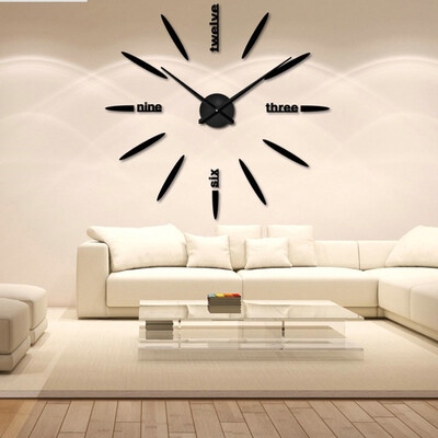 

〖Follure〗Modern Large 3D DIY Mirror Surface Art Wall Clock Sticker Home Office Room Decor