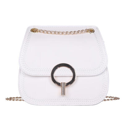 

Flap Shoulder Handbags Women Leather Solid Color Chain Crossbody Saddle Bag