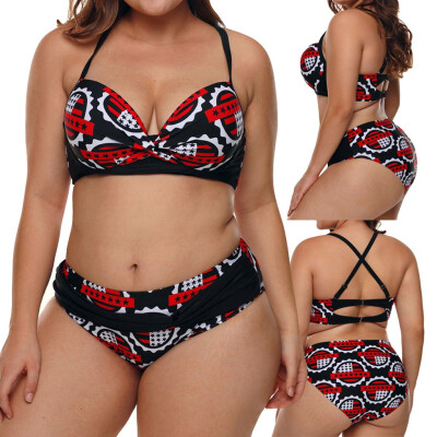 

Roseonmyhand Plus Size Women Pentagram Print Push-Up Bikini Set American Flag Beachwear