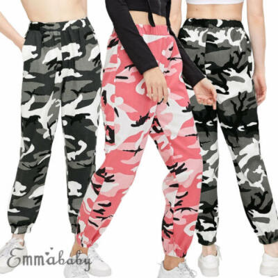 

New Women Camouflage Jogger Pants Camo Print Joggers Elastic Waist Sweatpants