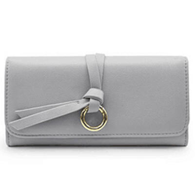 

2018 New Casual Women Solid Hasp Wallet Long Standard Wallets Triple Folding Women Purse