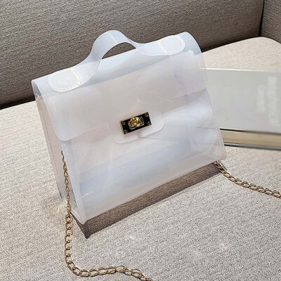 

Tailored Womens Fashion Transparent Shoulder Bag Jelly Messenger Bag Solid Color Handbag