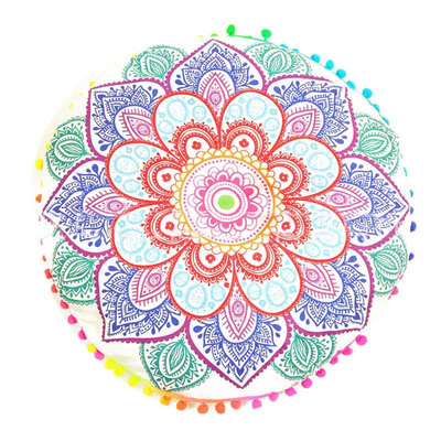 

Kozart 43 43 CM Round Indian Mandala Floor Round Bohemian Pillows Case Color Pillow Cover Textile Pillow Slip