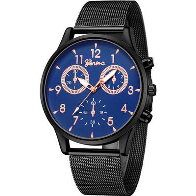 

GENEVA Men Luxury Sport Watch Mesh Band Stainless Steel Quartz Wristwatch Male Man Fashion Watches Erkek Kol Saati 2018