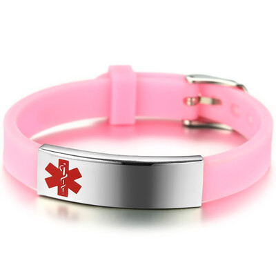 

Engravable Medical Alert Id Bracelet Stainless Steel Silicone Diabetes Charm Bracelets