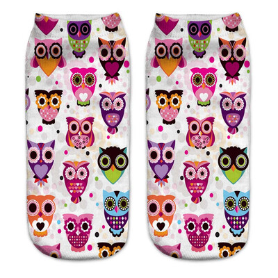 

Women Harajuku Cute Cotton 3D Print Owl Low Cut Ankle Socks