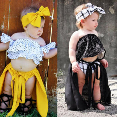 

UK STOCK Kids Baby Girl Boho TopsBriefs Dress Toddler Outfits Clothes 4Pcs Set