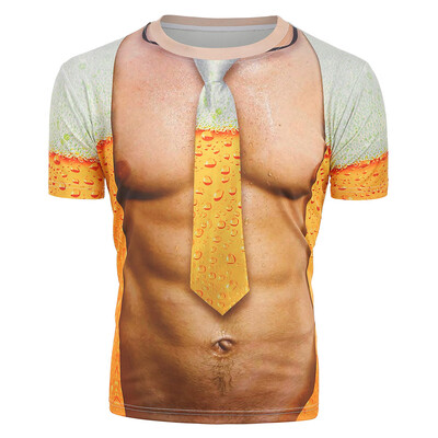 

Short Sleeves Muscle Tie 3D Print Tee