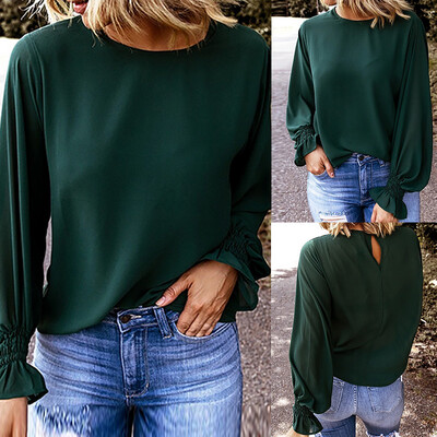 

Tailored Womens Ladies Autumn Loose Slim Solid Long Sleeve Blouse Tops Shirt