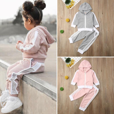 

UK 2PCS Toddler Baby Girl Clothes Hooded Tops Coat Pants Outfits Sets Tracksuit