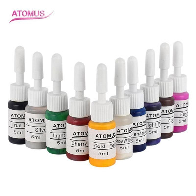 

10 Bottles Tattoo Ink Pigment for Makeup Eyebrow Eyeliner Body Tattoo Coloring Kit Tattoo Supply Tattoo Art Beauty Tool 5ML