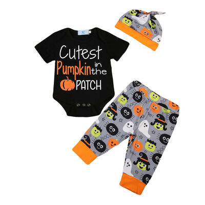

My First Halloween Clothes Newborn Baby Boy Girl Pumpkin Romper Pants Outfits