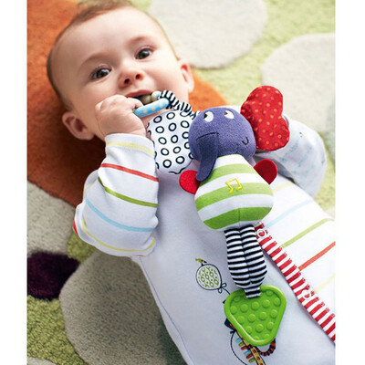 

YIWULACute Music Elephant Bell Rattles Toy Safety Baby Soft Plush Stroller Doll Toys