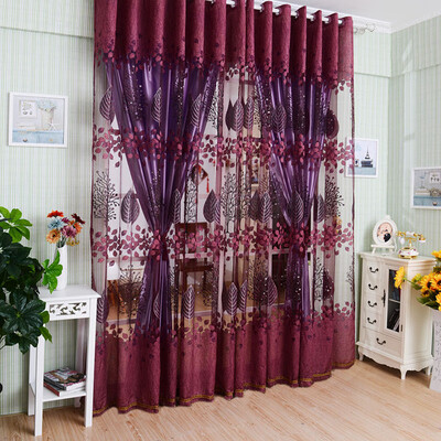 

Flower Printing Curtain Yarn Tulle Curtain Window Curtain Panel for Bedroom
