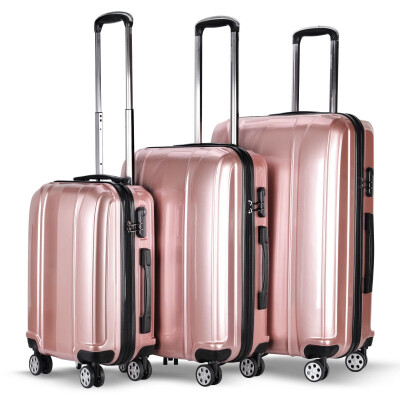 

GLOBALWAY 3 pcs 20" 24" 28" ABSPC Luggage Travel Set-Pink