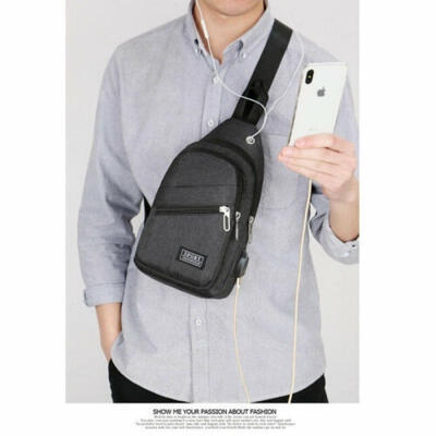 

Fashion Men Chest Pack Messenger Sling Sport Travel Crossbody Shoulder Bag USB Charging