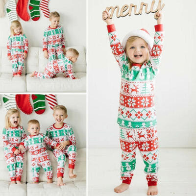 

Toddler Baby Boy Girl 2PCS Christmas Clothes Cotton Top T-ShirtPants Outfits UK