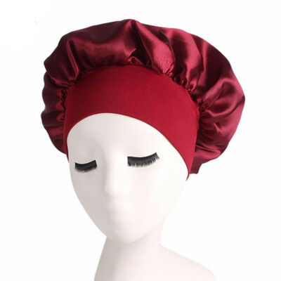 

SUNSIOM Silk Satin Night Sleep Cap Hair Bonnet Hat Head Cover Wide Band Adjust Elastic