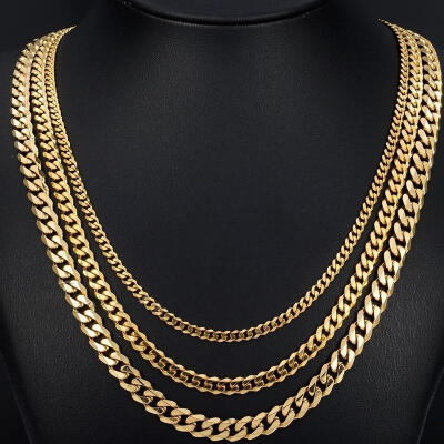 

NEW MEN HEAVY 3557mm 18K GOLD PLATED MIAMI CUBAN LINK CHAIN NECKLACEBRACELET