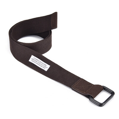 

Hot selling Men canvas belt Trend solid color Men&Women Double ring buckle belt outdoor casual cowboy pants belt 110-130cm