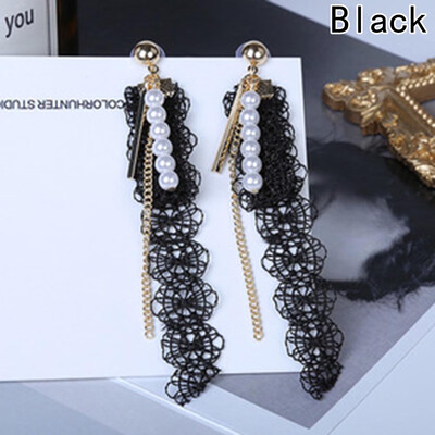 

New Lace Design Women Fashion Stud Earring Lace Stripe Pearl Dangle Earring