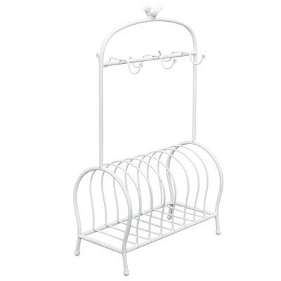 

Modern Cage Shape Table Meal Tray Holder Hook Dish Plate Dry Organizer White