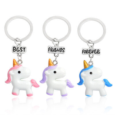 

My Little Unicorn Pendant Necklace Best Friend Forever Keychain Bff Bead Chain Necklace Jewelry