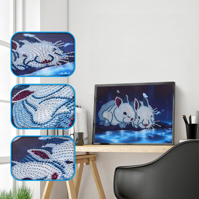 

Gobestart Fluorescent Diamond Painting DIY 5D Partial Drill Cross Stitch Kits Crystal Rhin