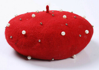 

Fashion French Beret Winter Warm Pearl Wool Hat Women Sweet Beanie Ski Caps