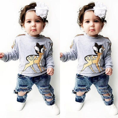 

Toddler Kid Baby Boy Girl Long Sleeve Deer Tops Sweater T-shirt Pullover Clothes