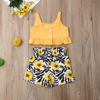 

2Pcs Toddler Kid Baby Girl Clothes Summer Top Vest Flower Shorts Outfit Set