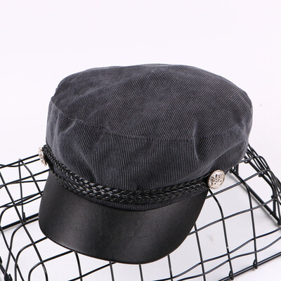 

Spring military hat female British Han version of the boomer youth bend eaves beret set up fashion black painter octagonal hat