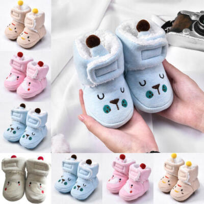 

Infant Newborn Baby Girl Booties Soft Sole Snow Boots Winter Warm Fur Crib Shoes