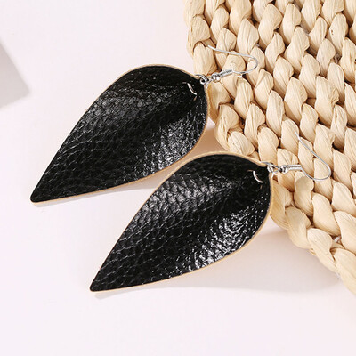 

New Cutting Leaf Feather Earrings PU Leather Sequins Looking Various MultiColors Bohemia Water Drop Dangle Earring