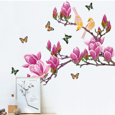 

Removable PVC Wall Sticker Vinyl Magnolia Pattern Background Window Decoration