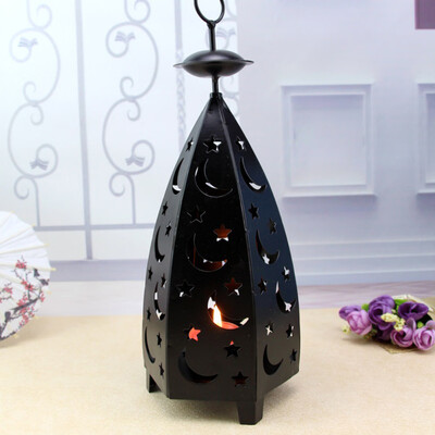 

Gobestart Hollow Holder Tealight Candlestick Hanging Lantern Vintage Moon Star Wrought