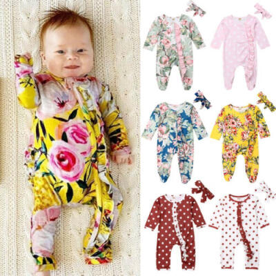 

US Newborn Baby Girl Flower Clothes Long Sleeve Romper Jumpsuit Autumn Outfits