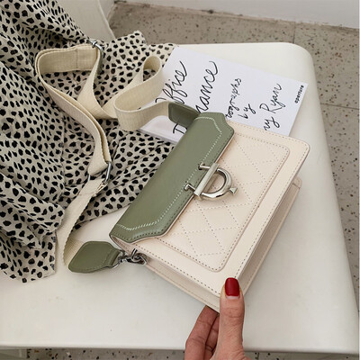 

Small square bag new 2019 tide Korean Joker Messenger bag Joker ins texture wide shoulder strap shoulder bag