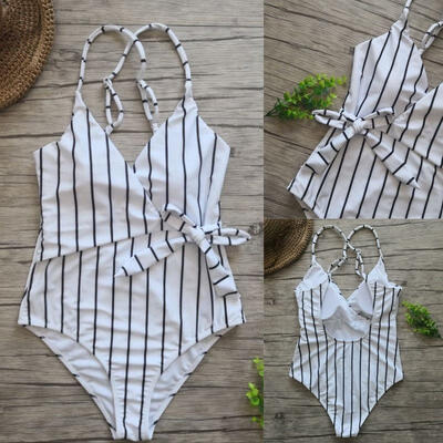 

Sexy Womens One Piece Monokini Padded Bikini Swimsuit Striped Swimwear Bathing Suit