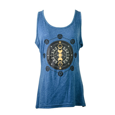 

Women Sexy Round Neck Sleeveless Sun Moon Print Shirt Camisole T-Shirt Short Vest
