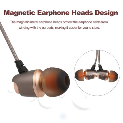 

35mm In-Ear Wired Earphones Music Headphones Magnetic Metal Headset Smartphone Earpiece Earbuds w Microphone & In-line Control