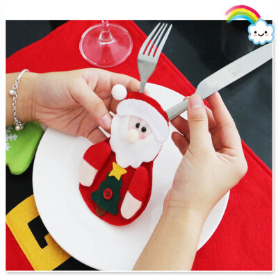 

〖Follure〗Christmas Snowman Santa Claus Dinnerware Cover Xmas Fork Tableware Bag