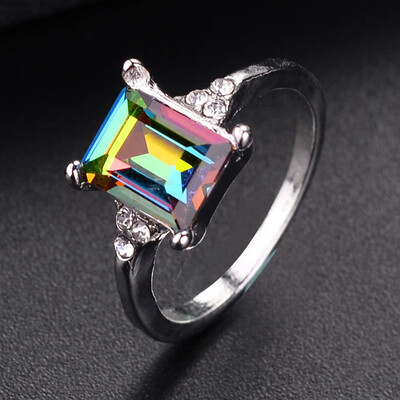 

Princess Cut Mystic Rainbow Topaz Engagement Diamond Jewelry Christmas Birthday Gift Wedding Band Rings Size 6 - 10
