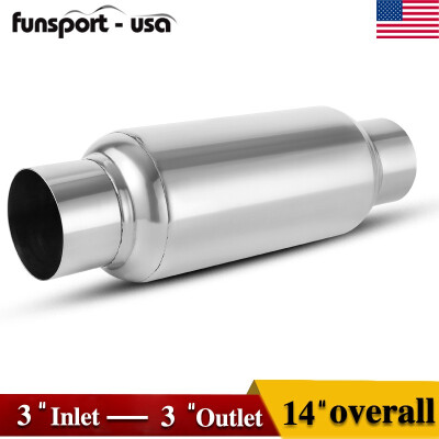 

3Inch Inside Inlet MufflerUniversal Stainless Steel Welded Exhaust Muffler Deep Sound for Cars 14" Overall Length