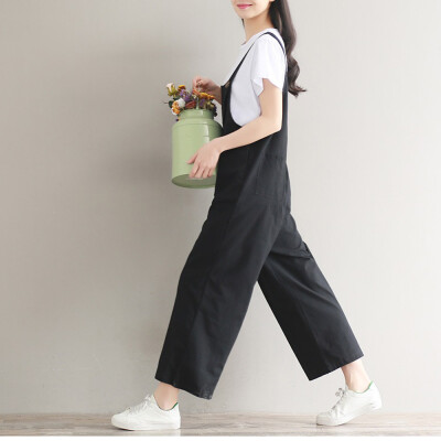 

Tailored Women Loose Jumpsuit Strap Bib Pant Trousers Casual Overall Baggy Pants Trousers