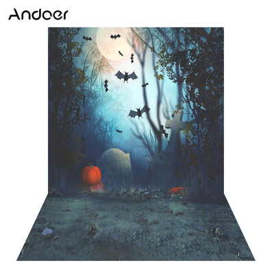 

Andoer 15 2m Photography Background Backdrop Digital Printing Hallowmas Halloween Pumpkin Graveyard Pattern for Photo Studio