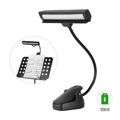 

Clip-On Orchestra LED Lamp Three-Level Adjustable Music Stand Reading Light with 14 SMD LED Beads Built-in Rechargeable Battery Mu
