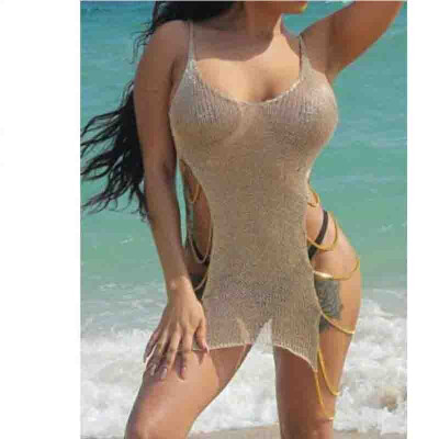 

Womens Sexy Crochet Lace Mesh Swimwear Summer Beach Dress Chain Bikini cover UP